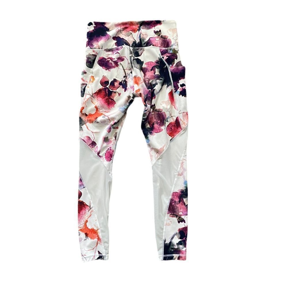 ATHLETA Floral Mudra 7/8 Tight White Purple/Multi Size Small - Picture 3 of 8